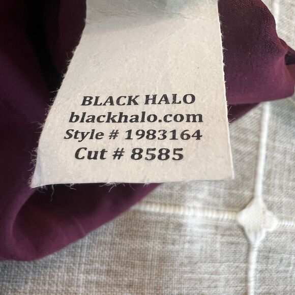Black Halo Vintea Sheath Dress Plum Merlot Purple Metallic Cocktail Women’s 2 - Picture 13 of 16